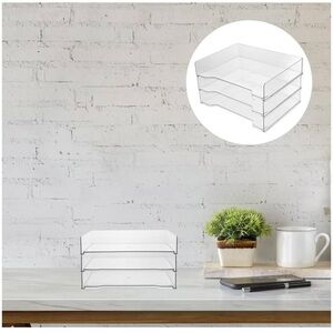 Room Essentials | Office | 3 Tier Clear Acrylic Stackable Letter Tray ...